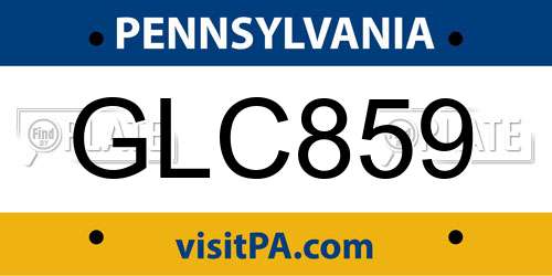 GLC859 Pennsylvania License Plate