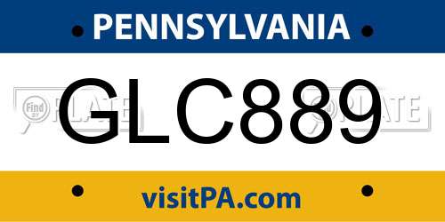 GLC889 Pennsylvania License Plate