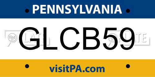 GLCB59 Pennsylvania License Plate