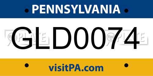 GLD0074 Pennsylvania License Plate