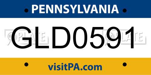 GLD0591 Pennsylvania License Plate