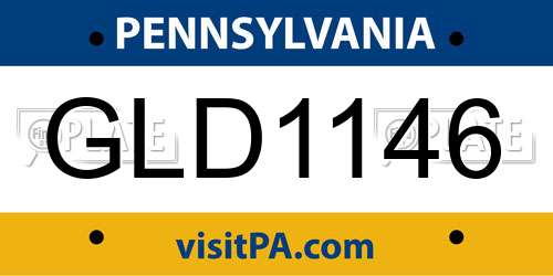 GLD1146 Pennsylvania License Plate