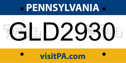 GLD2930 Pennsylvania License Plate