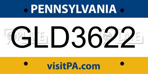 GLD3622 Pennsylvania License Plate