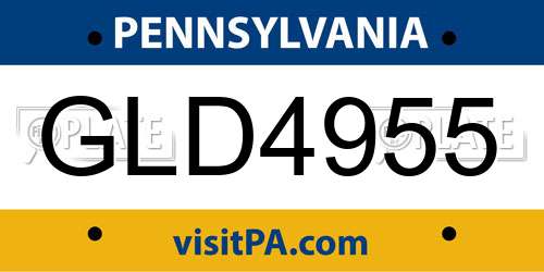 GLD4955 Pennsylvania License Plate