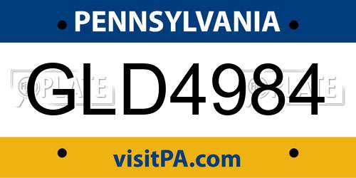 GLD4984 Pennsylvania License Plate