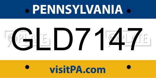 GLD7147 Pennsylvania License Plate