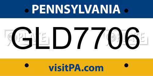 GLD7706 Pennsylvania License Plate