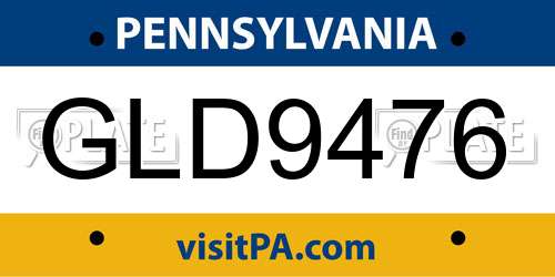 GLD9476 Pennsylvania License Plate
