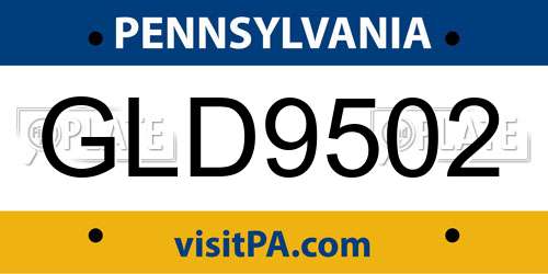 GLD9502 Pennsylvania License Plate