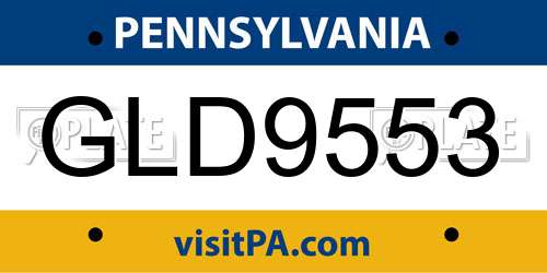 GLD9553 Pennsylvania License Plate