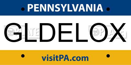 GLDELOX Pennsylvania License Plate