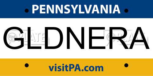 GLDNERA Pennsylvania License Plate
