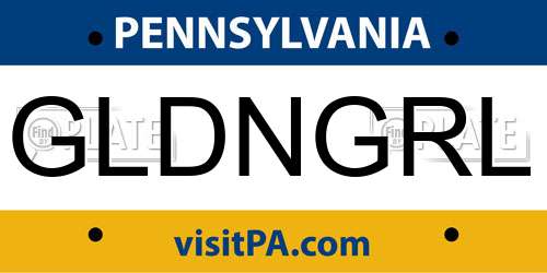 GLDNGRL Pennsylvania License Plate