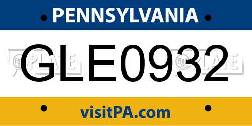 GLE0932 Pennsylvania License Plate