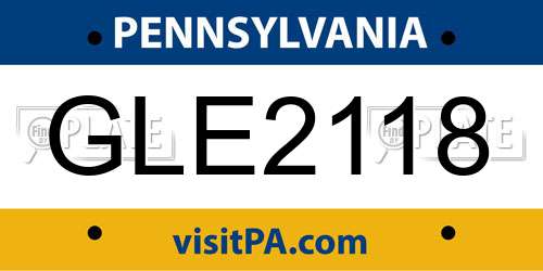 GLE2118 Pennsylvania License Plate