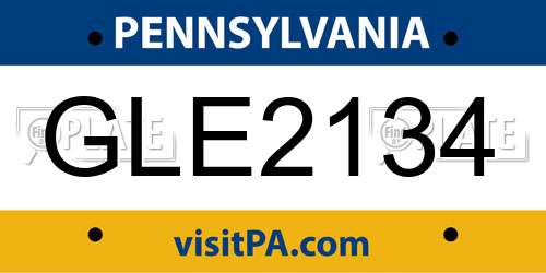 GLE2134 Pennsylvania License Plate