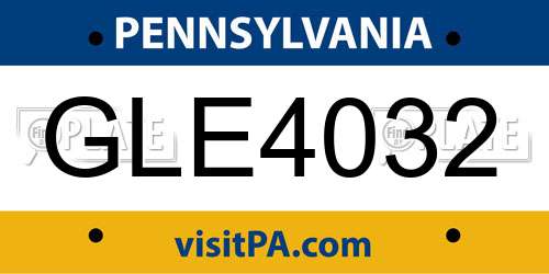 GLE4032 Pennsylvania License Plate