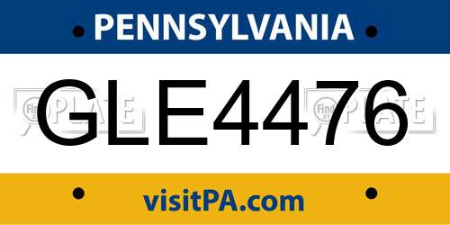 GLE4476 Pennsylvania License Plate