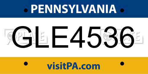 GLE4536 Pennsylvania License Plate