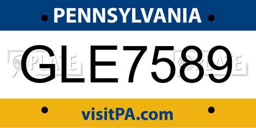 GLE7589 Pennsylvania License Plate