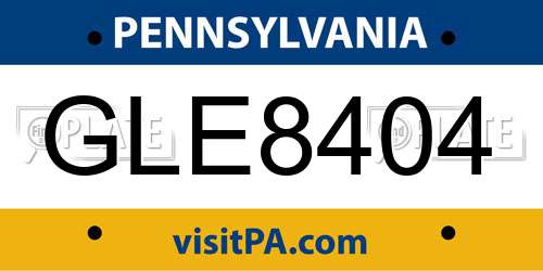 GLE8404 Pennsylvania License Plate