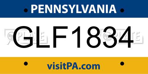 GLF1834 Pennsylvania License Plate