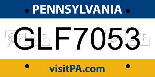 GLF7053 Pennsylvania License Plate