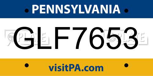 GLF7653 Pennsylvania License Plate