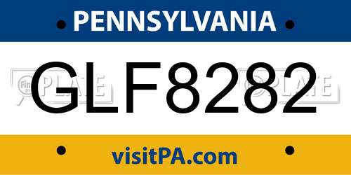 GLF8282 Pennsylvania License Plate