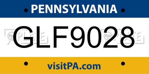 GLF9028 Pennsylvania License Plate