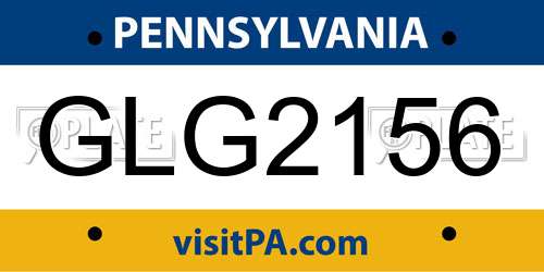 GLG2156 Pennsylvania License Plate