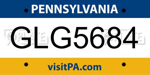 GLG5684 Pennsylvania License Plate