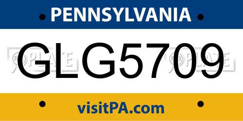 GLG5709 Pennsylvania License Plate