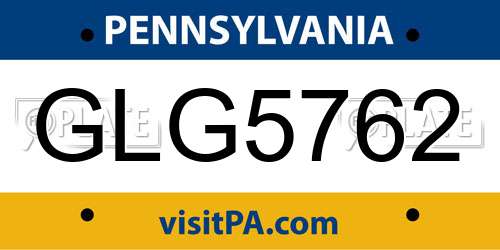 GLG5762 Pennsylvania License Plate