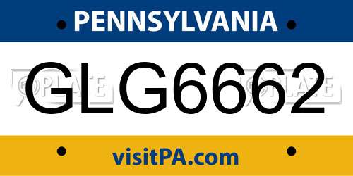 GLG6662 Pennsylvania License Plate