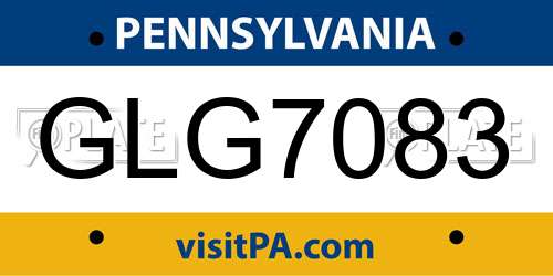 GLG7083 Pennsylvania License Plate
