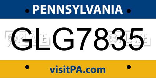 GLG7835 Pennsylvania License Plate