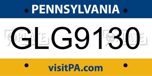 GLG9130 Pennsylvania License Plate