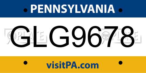 GLG9678 Pennsylvania License Plate