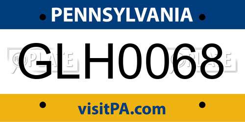 GLH0068 Pennsylvania License Plate