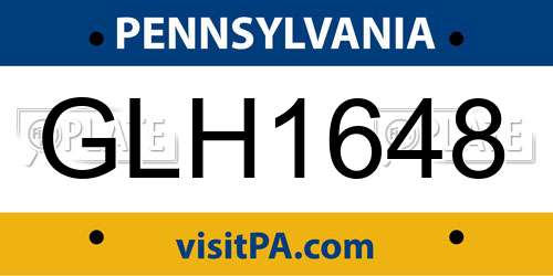 GLH1648 Pennsylvania License Plate