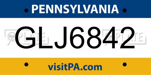 GLJ6842 Pennsylvania License Plate