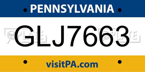 GLJ7663 Pennsylvania License Plate