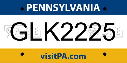 GLK2225 Pennsylvania License Plate