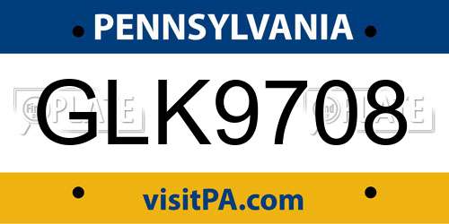 GLK9708 Pennsylvania License Plate