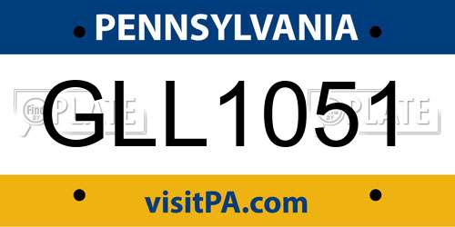 GLL1051 Pennsylvania License Plate