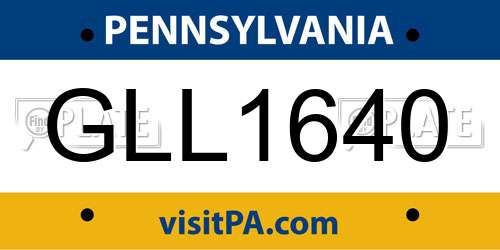GLL1640 Pennsylvania License Plate