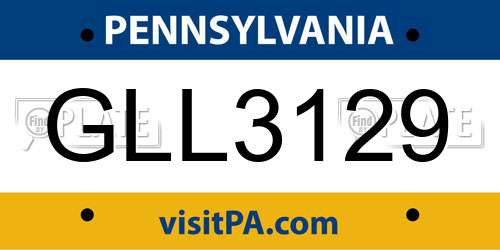GLL3129 Pennsylvania License Plate