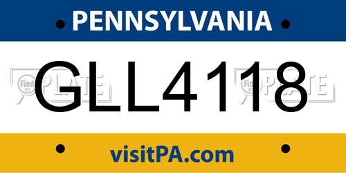 GLL4118 Pennsylvania License Plate